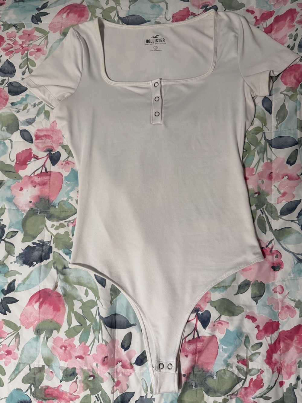 Hollister White Button Up Body Suit